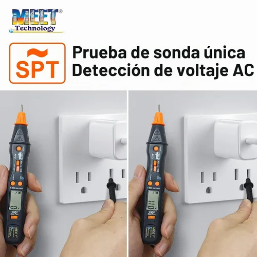 Vista 4 de Multímetro inteligente tipo bolígrafo, 2000 cuentas de rango automático con detección NCV, nuevo sensor de voltímetro sin contacto NCD y SPT, prueba