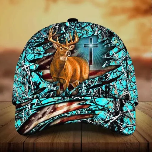 Vista 9 de Sombrero 3H de cruz y ciervos prémium multicolor personalizado, Multicolor, L