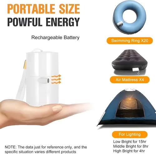 Vista 7 de Bomba de aire eléctrica al aire libre Luz de camping SOS Light Batería de litio de gran capacidad para balsa de aire cojín de aire Anillo de natación