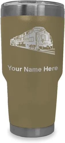 Vista 10 de LaserGram Vaso aislado al vacío de 20 onzas, tren de carga, grabado personalizado incluido (negro)