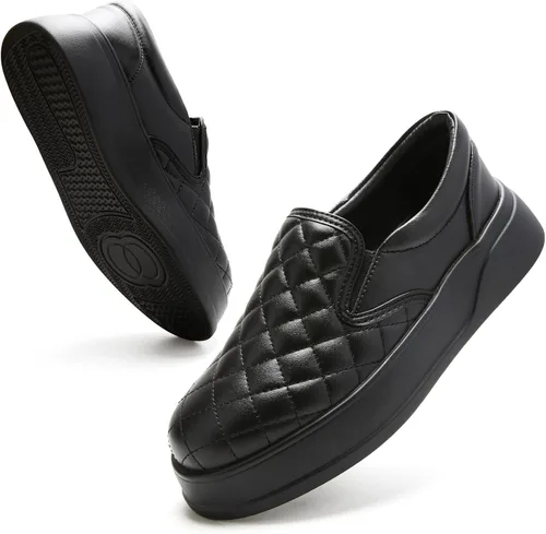 Vista 8 de mznrjoa Mocasines para mujer Penny Comfort plataforma de cuero y zapatos elegantes sin cordones