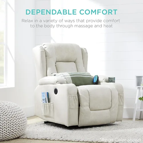 Vista 3 de Best Choice Products - Silla de elevación eléctrica de cuero PU, silla reclinable de masaje, muebles ajustables para espalda, patas con 3