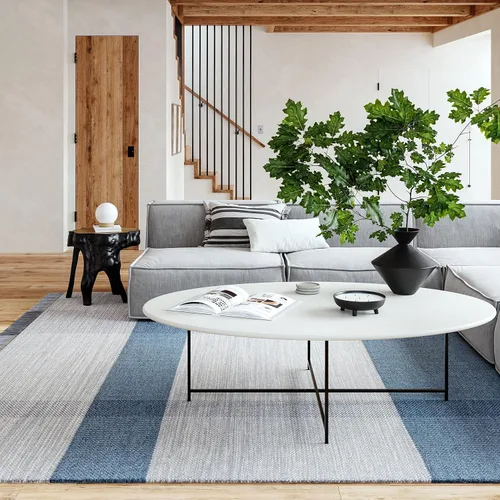 Vista 10 de Rugs USA Alfombra de lana con bloques de color azul Jay de 5 x 8 pulgadas, alto tráfico para sala de estar, dormitorio, oficina, entrada, pasillo