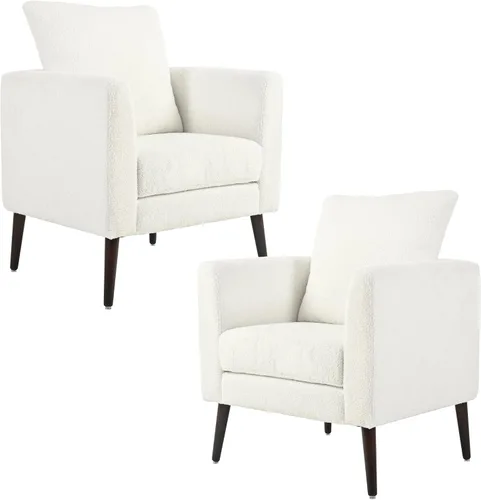Vista 14 de Setawix Silla decorativa de barril, sillón tapizado de chenilla, silla redonda moderna de mediados de siglo, cómoda silla con brazo de barril