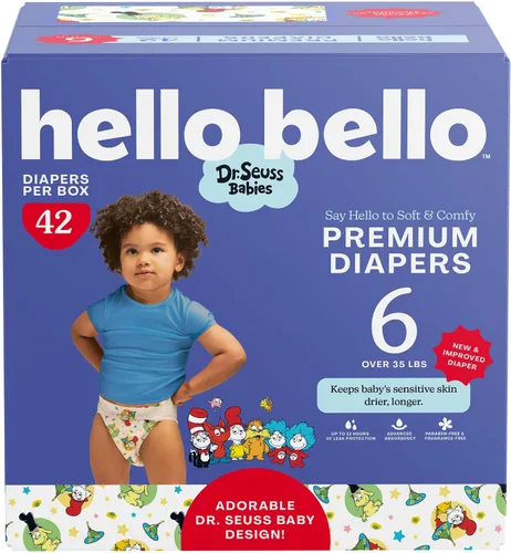 Vista 15 de Hello Bello Pañales Premium Talla 1, Diseños Balloon Buddies y Crosshatch Cuties, Caja Club de 82