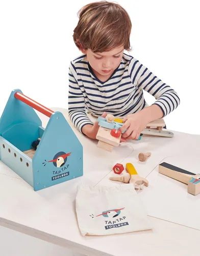 Vista 7 de Tender Leaf Toys - Caja de herramientas Tap Tap - Caja de herramientas realista para juegos creativos de simulación para niños mayores de 3 años