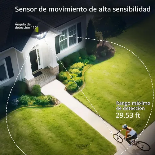 Vista 4 de Philips - Luz de seguridad solar para exteriores, 196 luces LED de montaje en pared con sensor de movimiento PIR, 3 modos, 4 cabezales ajustables