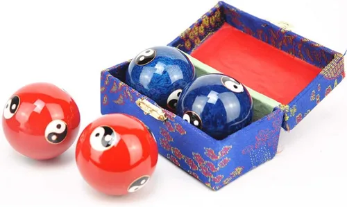 Vista 2 de Xiaokeis 2 pelotas de Baoding, bolas chinas para ejercicio de salud, balón de mano de masaje de meditación con caja, pelota de ejercicio de mano
