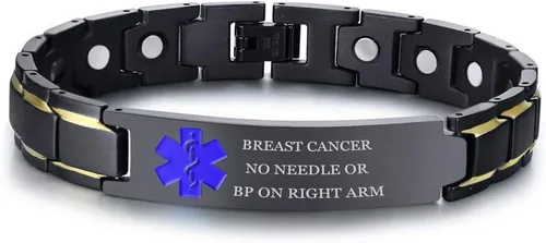 Vista 56 de XUANPAI Pulseras de alerta médica para hombres y mujeres con grabado gratuito ajustable de acero inoxidable para emergencias médicas