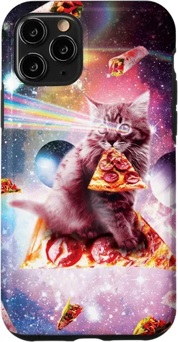 Vista 13 de iPhone 12 mini gato de pizza del espacio exterior - Rainbow Laser, Taco, funda burrito