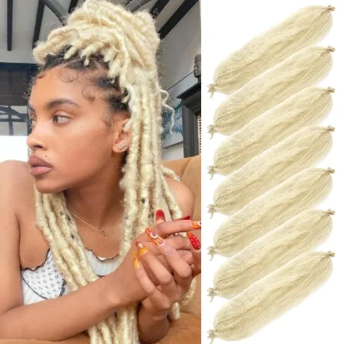 Vista 17 de Cabello para Trenzas Marley Twist de 10 pulgadas Negro 3 Paquetes Cabello Afro Twist Elástico Preseparado para Locs Suaves Cabello Spring Twist