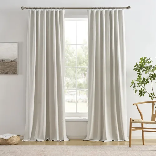 Vista 10 de RAIN CITY 2 paneles de cortinas extra anchas de 96 pulgadas de largo, de Beige