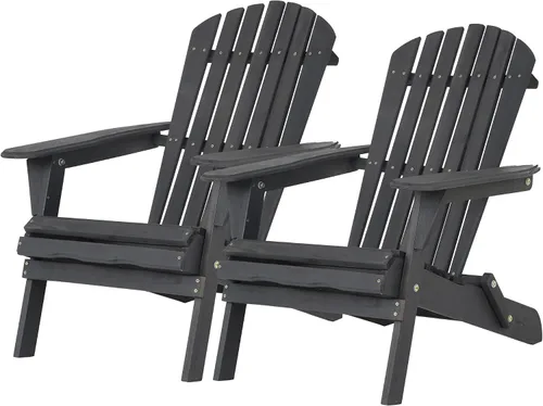 Vista 12 de PayLessHere Sillas Adirondack resistentes a la intemperie con madera de pino texturizada para patio, césped, jardín, terraza, piscina, playa, hoguera