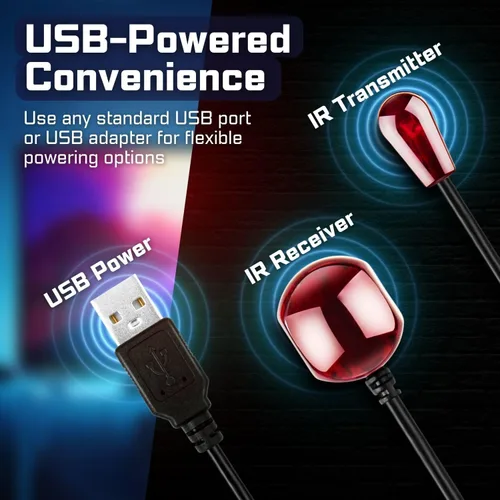 Vista 7 de TNP Cable extensor de control remoto infrarrojo infrarrojo (10 pies) - Receptor IR alimentado por USB y cable de extensión de emisor IR - Kit