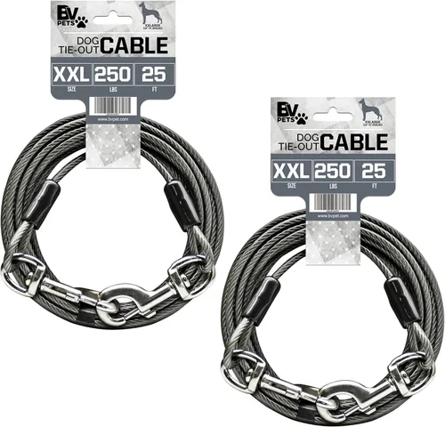 Vista 15 de BV Cable de amarre para perros de 30 pies – Cable resistente para perros de hasta 125 libras – Reflectante y libre de óxido con clips giratorios