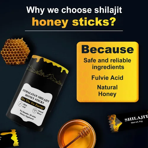 Vista 5 de Palitos de miel Shilajit, shilajit puro del Himalaya y miel orgánica y azafrán (30 varillas), más de 85 minerales, 3 ingredientes naturales