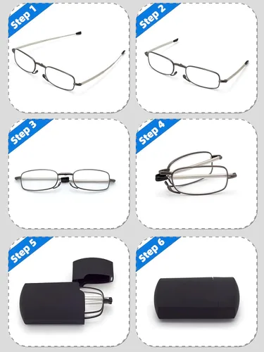 Vista 2 de HIGHLIKE Hard Cases Folding Reading Glasses, Pocket Wallet Purse Compact Spring Hinge Readers, Transparent Clear Lens