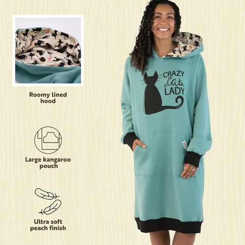 Vista 30 de Lazy One Sudadera con capucha de gran tamaño, ropa de dormir cómoda, vestido de suéter para mujer