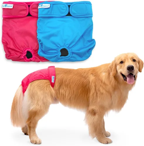 Vista 16 de Paw Inspired Pañales lavables para perros (paquete de 3) Pañales de tela reutilizables para perras pequeñas, medianas y grandes