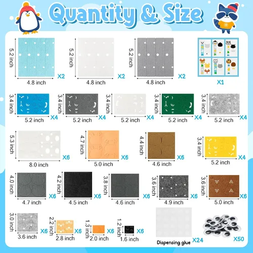 Vista 2 de HubirdSall Paquete de 24 marcapáginas de fieltro de animales polares, kit de manualidades reutilizables, haz tu propio marcador de animales árticos
