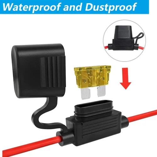 Vista 3 de Portafusibles de calibre 12 ATC/ATO 6 piezas impermeable en línea portafusibles de hoja automotriz con 55 fusibles estándar para automóvil 1A, 2A