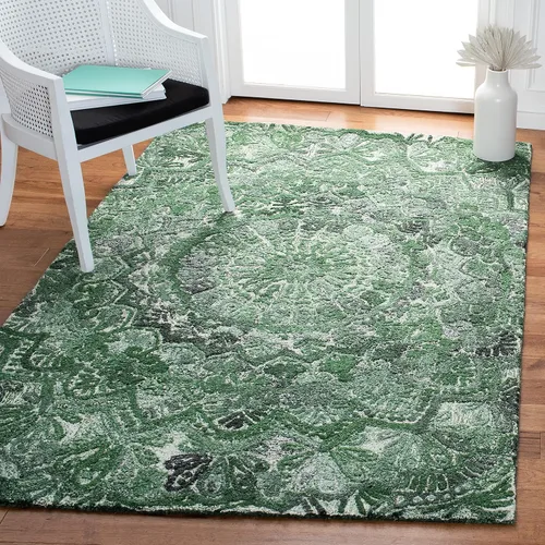 Vista 7 de SAFAVIEH Marquee Collection - Alfombra decorativa, 2 x 3 pies, beige y marfil, lana de medallón de mandala hecha a mano, ideal para zonas de alto