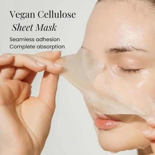 Vista 3 de BEIGIC Máscara hidratante luminosa en láminas, paquete de mascarilla hidratante y reafirmante vegana con péptidos, vitamina C y niacinamida