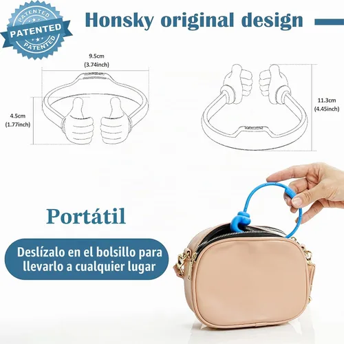 Vista 7 de Honsky - Soporte funcional, divertido, pulgares arriba, para teléfono, tableta (TPU flexible, varios colores)., Negro