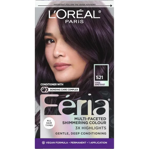 Vista 52 de L'Oreal Paris Feria - Tinte permanente brillante multifacético para el cabello, tinte de alta intensidad para reflejos 3X, 10 negro azabache
