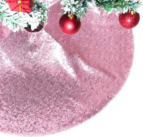 Vista 15 de PartyDelight Faldón para Árbol de Navidad de 24 Pulgadas, Redondo, Lentejuelas Negras Brillantes, Adornos Pequeños, Decoraciones de Fiesta