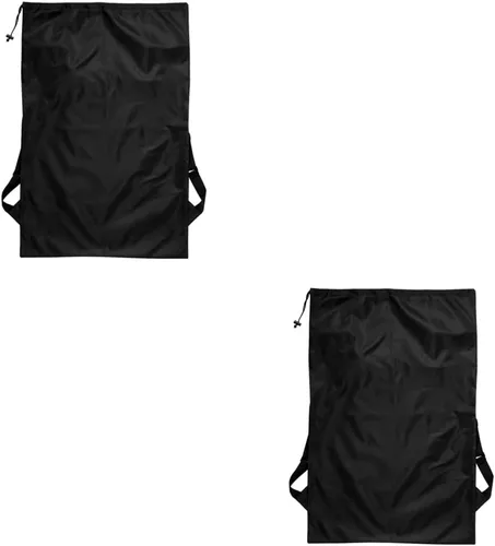 Vista 3 de Magik Paquete de 1 a 2 bolsas de lavandería de viaje negras con correas ajustables y asas (1 unidad)
