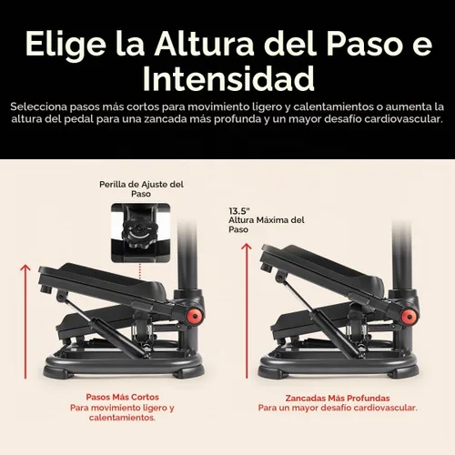 Vista 4 de Sunny Health & Fitness Smart Power Stepper with Resistance Bands for Cardio 2. Gris oscuro