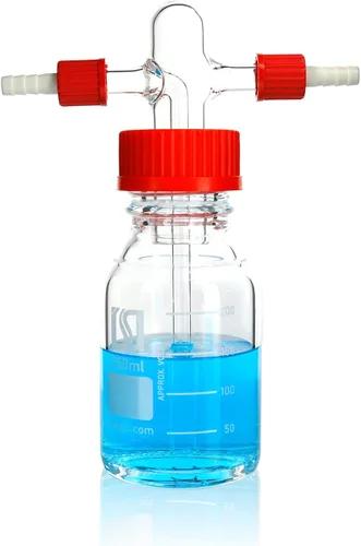 Vista 11 de ALWSCI Botella de lavado de gas de 8.5 fl oz de vidrio de laboratorio