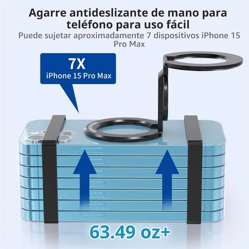 Vista 6 de RESPECTED BRO - Soporte magnético para teléfono con anillos duales, compatible con iPhone 17/16/15/14/13/12, soporte multifuncional para escritorio