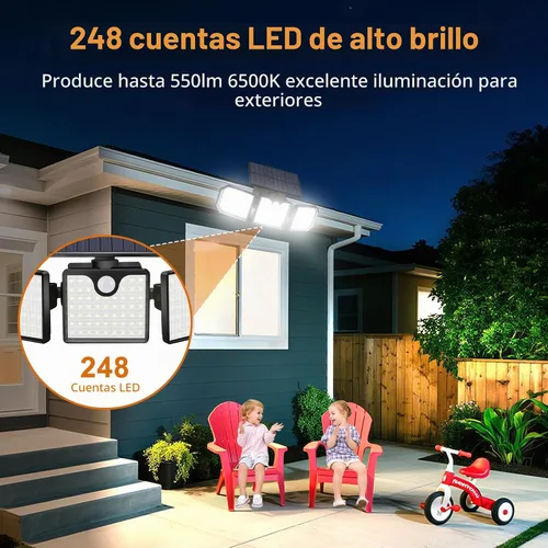 Vista 6 de Aolyty Luces solares con sensor de movimiento, luces estroboscópicas solares impermeables IP65, luces de pared estroboscópicas - Blanco