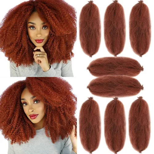 Vista 11 de Extensiones de cabello trenzado con resorte Marley Twist de 8 pulgadas, paquete de 8 para niños, cabello rizado y trenzado kinky, locs suaves