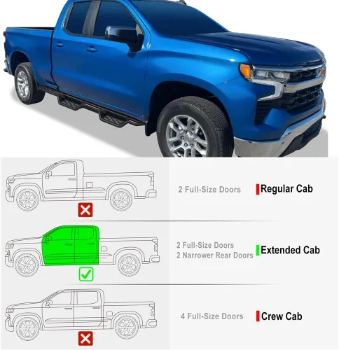 Vista 4 de HD Ridez Paso de caída rueda a rueda compatible con Chevy Silverado GMC Sierra 1500 2019-2026 Extended Cab 6.5 pies y 2500 3500 2020-2026