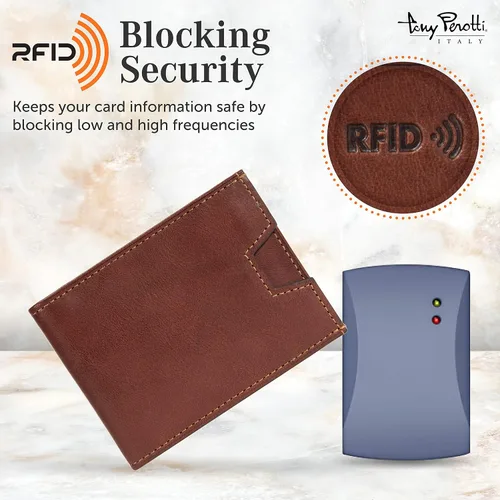 Vista 9 de Tony Perotti Cartera de piel italiana ultrafina RFID para hombre, bolsillo frontal con clip para dinero con ranuras para tarjetas de crédito