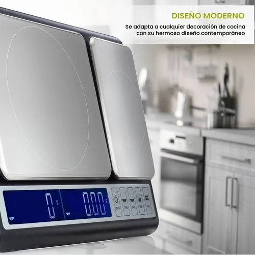 Vista 5 de Smart Weigh, balanza culinaria para cocina, 10 kg x 0.01 g, digital, con plataformas dobles para hornear, cocinar, alimentos e ingredientes
