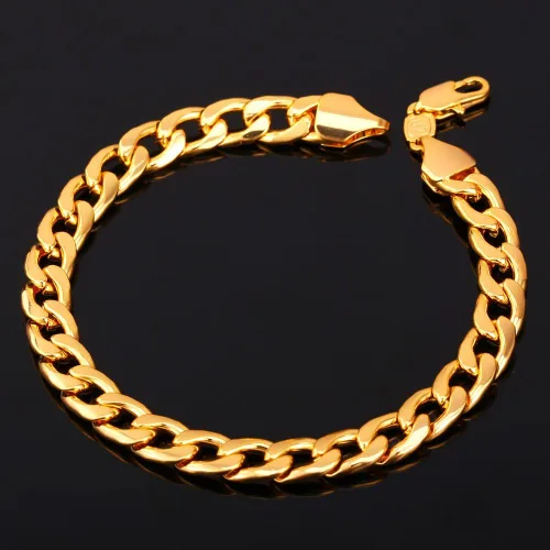Vista 4 de U7 Link Bracelets for Men, Stainless SteelBlackGold Plated Cuban Link Chain Bracelets, Unisex Chunky Bracelets, Xmas Fathers Day Jewelry for Him