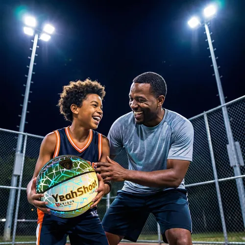 Vista 4 de Baloncesto que brilla en la oscuridad, baloncesto holográfico luminoso que brilla para entrenamiento al aire libre y juegos nocturnos, un gran