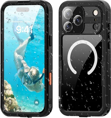 Vista 15 de Funda impermeable para iPhone 15 Plus, protector de pantalla integrado, a prueba de golpes, a prueba de nieve, a prueba de polvo, funda protectora