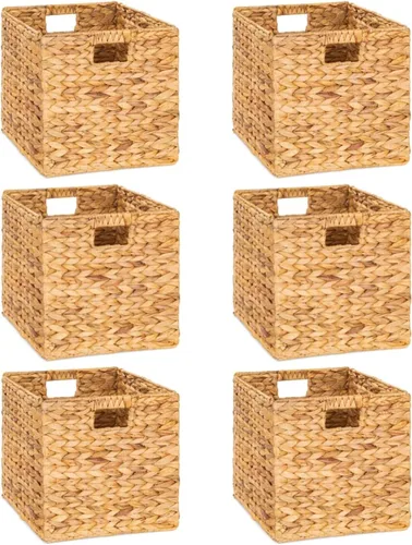 Vista 6 de M4DECOR Cubo de almacenamiento de 10.5 x 10.5 pulgadas, cestas de almacenamiento de mimbre para estantes, cestas de almacenamiento de jacinto