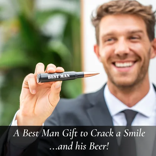 Vista 2 de Regalos para el mejor hombre para boda – Grabado 'BEST MAN' 50 Cal abrebotellas I Best Man Propuesta regalo I Will You Be my Best Man Gifts