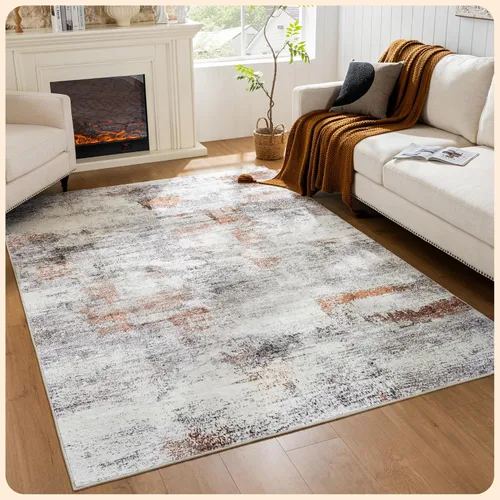 Vista 396 de Istana Alfombra larga antideslizante de 2.5 x 8 para el hogar, para pasillo y cocina, lavable, sedosa y suave al tacto, elegante, color azul y marfil