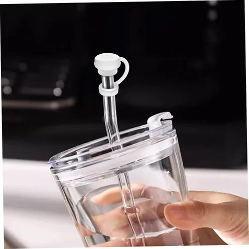Vista 8 de Juego de 12 tapones de silicona para derrames con tapas de pajilla, cepillos de limpieza compatibles con vasos y tapones para derrames