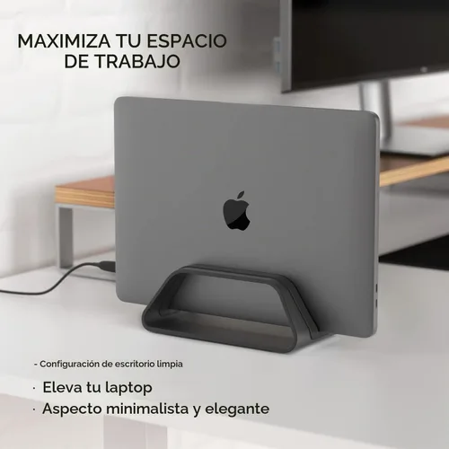 Vista 3 de HumanCentric Soporte vertical para laptop compatible con MacBook Pro y MacBook Air, soporte para escritorio de computadora personal, aluminio, Negro