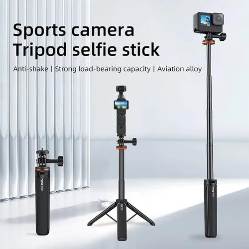 Vista 7 de Trípode extensible Selfie Stick para DJI OSMO Pocket 3/Action 4 Longitud Varilla de extensión ajustable con cardán para Insta360 ONE X3 / X2 Action