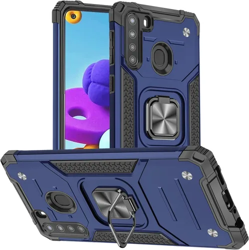 Vista 7 de HNHYGETE Funda para teléfono Galaxy A21: Protector de pantalla de grado militar 360° giratorio Kickstand a prueba de golpes Fundas protectoras