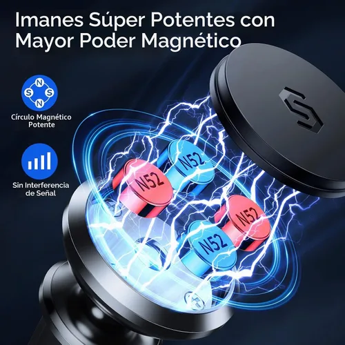 Vista 4 de SYNCWIRE Soporte magnético para teléfono para automóvil, giratorio de 360°, imanes súper fuertes, ventilación de aire, soporte para teléfono celular